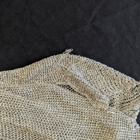 Silver Metallic Mesh Backless Mini Dress S/M Party NYE - Picture 14 of 15